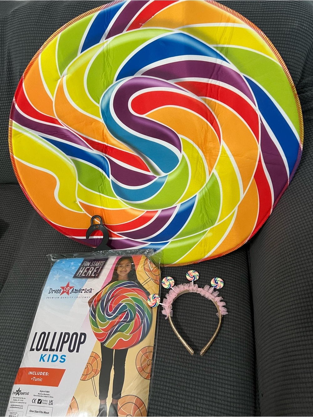 Dress-Up-America Lollipop Costume set for kids Halloween Rainbow Candyland Tunic